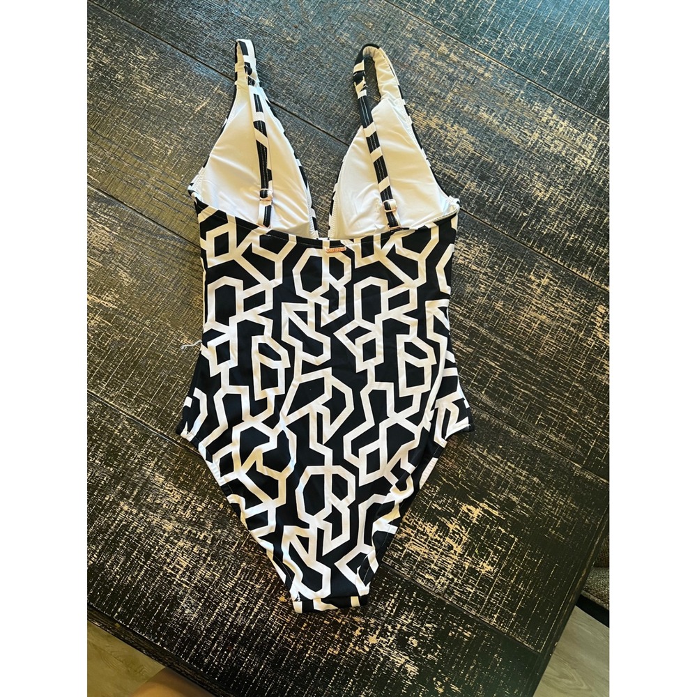 Sea Level Australia Geometric V-Neck One Piece Swimsuit Black White US 6 - Picture 2 of 6